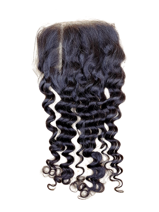 Virgin Brazilian 5X5 Transparent Lace Deep Wave Closure 12A