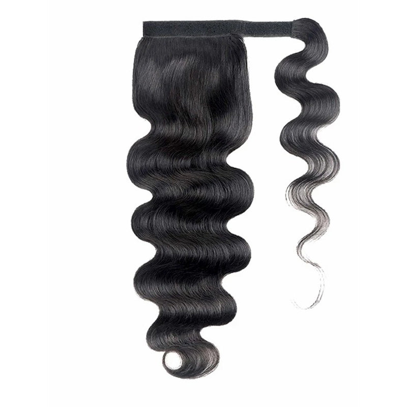 Virgin Brazilian Wrap Around Body Wave Ponytail With Clip-ins